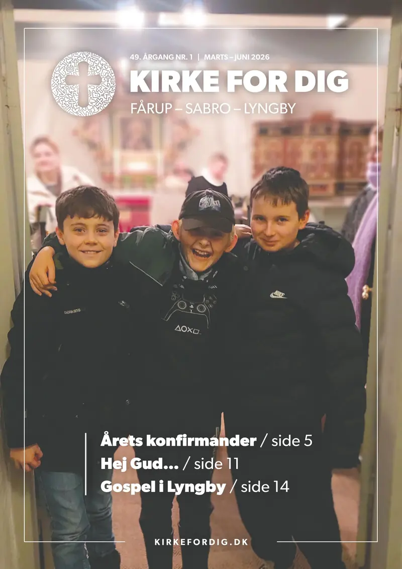 Forside af Sabro Fårup Lyngby kirkeblad marts-juni 2026