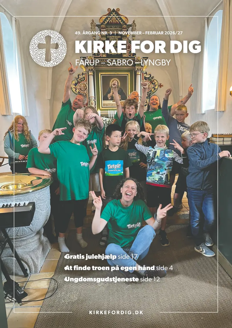 Forside af Sabro Fårup Lyngby kirkeblad november-februar 2026/27