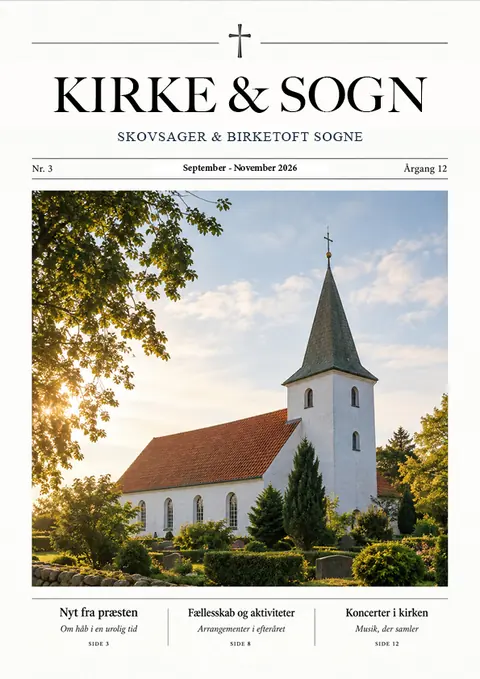 Eksempel på klassisk kirkeblad med kirken på forsiden